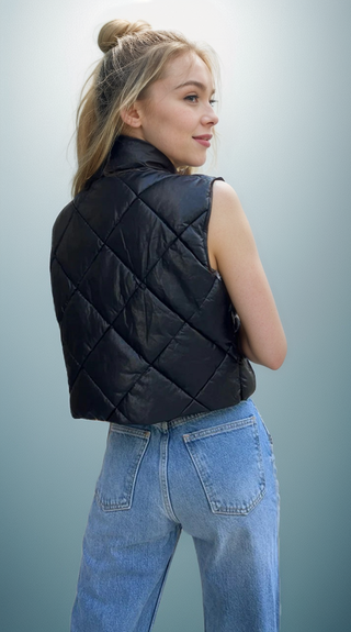 Vegan Leather Puffer Vest, Vest, Fitkitty Culture, Fitkitty Culture