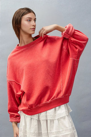 Organic Cotton Crew Neck Comfort Washed Sweatshirt - Fitkitty Culture Athleisure Wear, Yoga Wear &  Women's Clothing