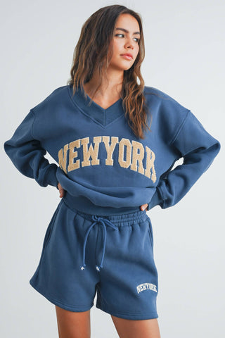 New York V-Neck Sweatshirt - Fitkitty Culture Athleisure Wear, Yoga Wear &  Women's Clothing