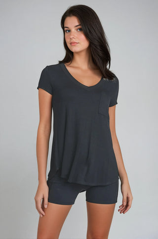 Deep V-Neck Pocket Tee, Clothing, Fitkitty Culture Athleisure Wear, Yoga Wear & Leggings, Fitkitty Culture Athleisure Wear, Yoga Wear &  Women's Clothing