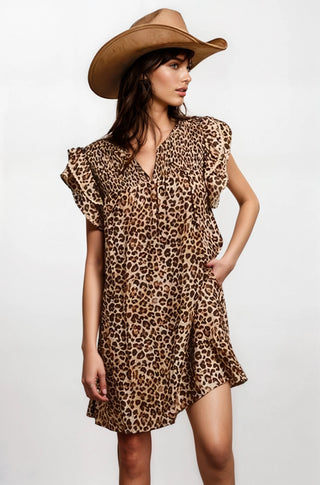 Desert Muse Leopard Ruffle Dress - Fitkitty Culture Athleisure Wear, Yoga Wear &  Women's Clothing