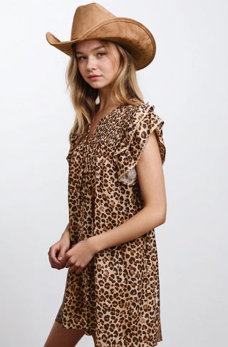 Desert Muse Leopard Ruffle Dress - Fitkitty Culture Athleisure Wear, Yoga Wear &  Women's Clothing
