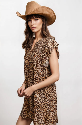 Desert Muse Leopard Ruffle Dress - Fitkitty Culture Athleisure Wear, Yoga Wear &  Women's Clothing