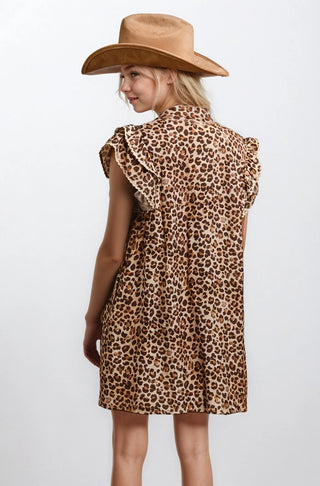 Desert Muse Leopard Ruffle Dress - Fitkitty Culture Athleisure Wear, Yoga Wear &  Women's Clothing