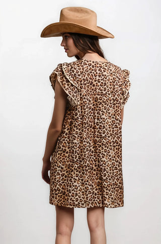 Desert Muse Leopard Ruffle Dress - Fitkitty Culture Athleisure Wear, Yoga Wear &  Women's Clothing