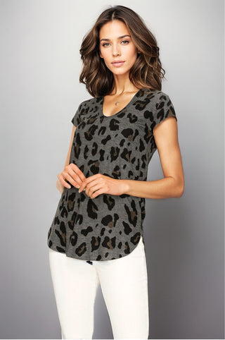 Luxe Leopard V Neck Tee, Shirt, Fitkitty Culture, Fitkitty Culture
