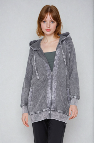 Oversized Waffle Knit Zip-Up Hoodie, Clothing, Fit Kitty, Fitkitty Culture Athleisure Wear, Yoga Wear & Leggings