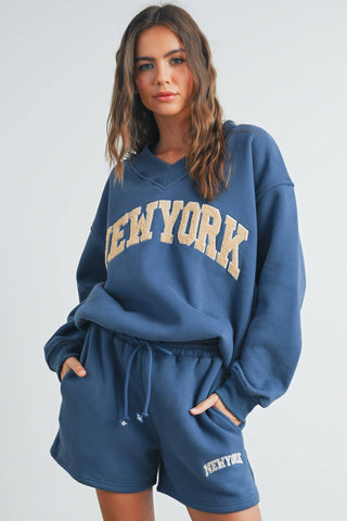 New York V-Neck Sweatshirt - Fitkitty Culture Athleisure Wear, Yoga Wear &  Women's Clothing