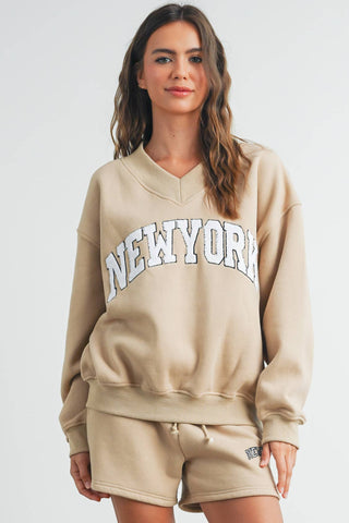 New York V-Neck Sweatshirt - Fitkitty Culture Athleisure Wear, Yoga Wear &  Women's Clothing