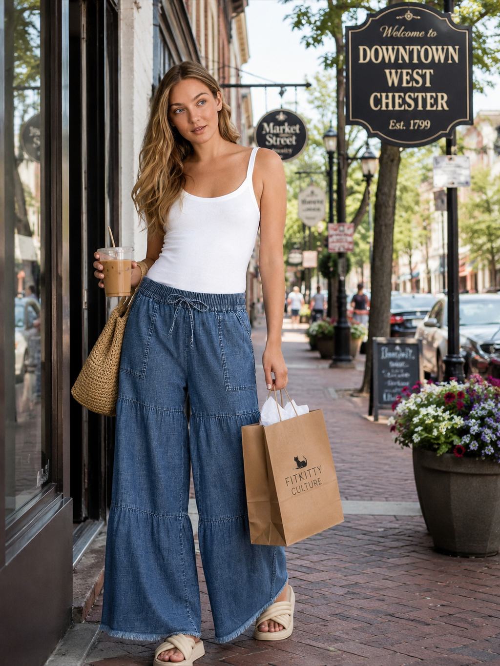Fancy Pants Chambray Wide-Leg Pants