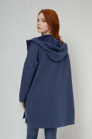 Cozy Comfort  Zip Up Hoodie Jacket  Teal Navy, Clothing, Mono B, Fitkitty Culture Athleisure Wear, Yoga Wear &  Women's Clothing