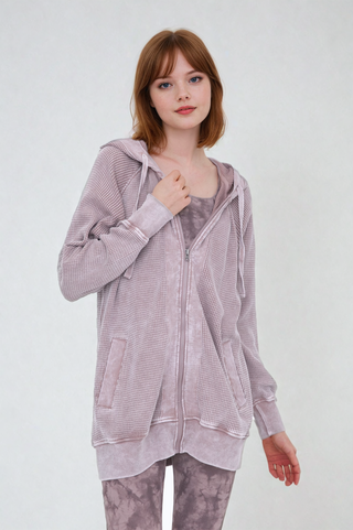 Oversized Waffle Knit Zip-Up Hoodie, Clothing, Fit Kitty, Fitkitty Culture Athleisure Wear, Yoga Wear & Leggings