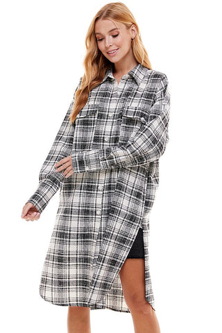 Oversized Long Plaid Shacket, Jacket, Fitkitty Culture, Fitkitty Culture