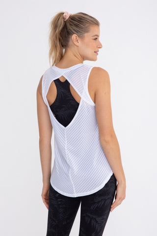 Sheer Striped Mesh Active Tank with Cut-Out Back, Tank Top, Fitkitty Culture, Fitkitty Culture
