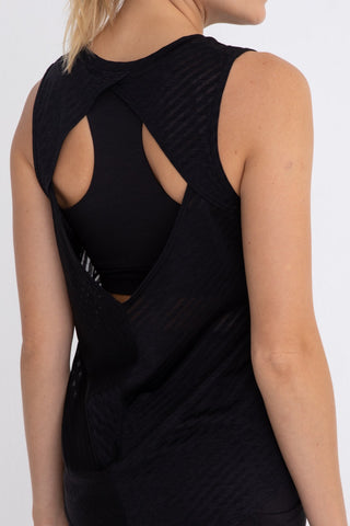 Sheer Striped Mesh Active Tank with Cut-Out Back, Tank Top, Fitkitty Culture, Fitkitty Culture