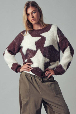 Starry  Fuzzy Knit Sweater