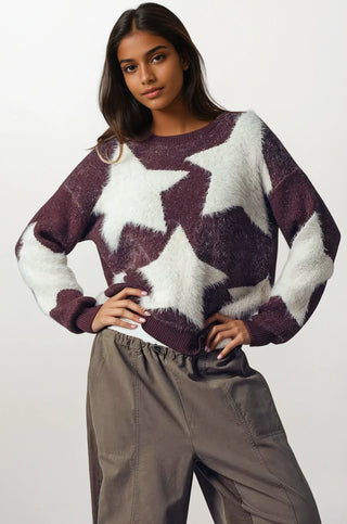 Starry  Fuzzy Knit Sweater