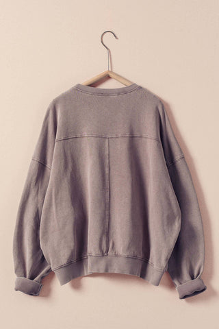 Boho "Love" Embellished Mineral Wash Sweatshirt - Fitkitty Culture Athleisure Wear, Yoga Wear &  Women's Clothing