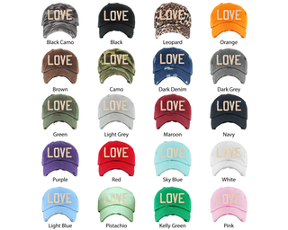 LOVE Distressed Baseball Cap