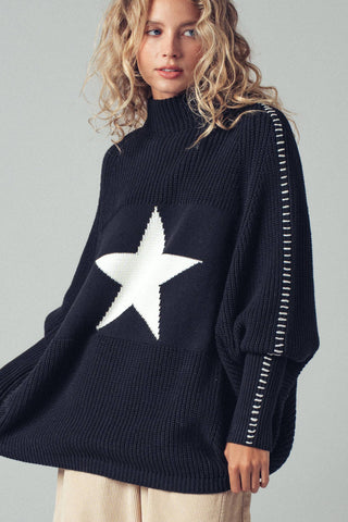Star Knit Oversized Sweater Top - Fitkitty Culture Athleisure Wear, Yoga Wear &  Women's Clothing
