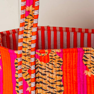 Quilted Tote with Feline Designs