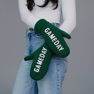 Green & White Game Day Mittens