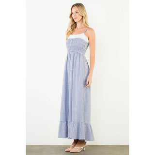 Coastal Brunch Gingham Smocked Maxi Dress