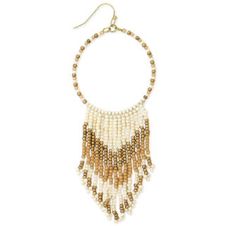 Desert Tan Cream Beaded Fringe Earrings - Fitkitty Culture Athleisure Wear, Yoga Wear &  Women's Clothing
