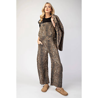 The Wild One Leopard Denim Overalls