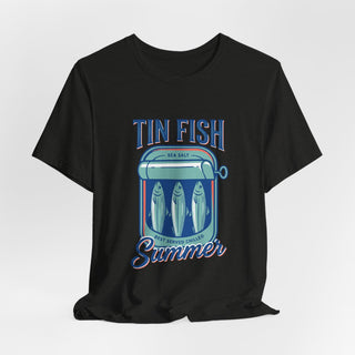 Tin Fish Summer Tee | Retro Coastal, Hand-Drawn Beach Graphic