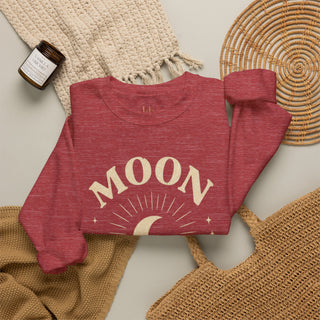Moon Tribe Crewneck Sweatshirt — Celestial Moon Graphic Pullover - Jewel Tones
