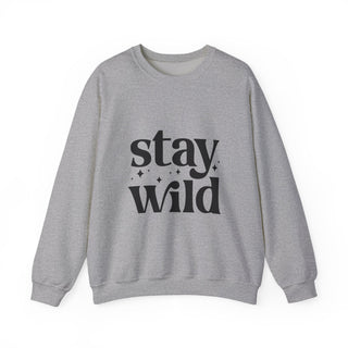 Stay Wild Crewneck Sweatshirt — Minimal Monochrome Graphic Pullover - Fitkitty Culture Athleisure Wear, Yoga Wear &  Women's Clothing