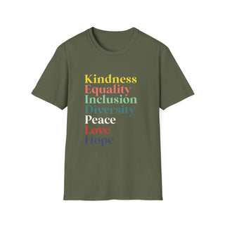 Kindness Equality Inclusion Diversity Peace Love Hope T-Shirt - Fitkitty Culture Athleisure Wear, Yoga Wear &  Women's Clothing