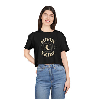 Moon Tribe Crop Tee — Celestial Women's Graphic Shirt