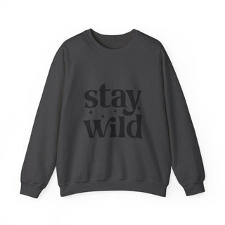 Stay Wild Crewneck Sweatshirt — Minimal Monochrome Graphic Pullover - Fitkitty Culture Athleisure Wear, Yoga Wear &  Women's Clothing