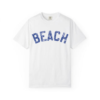 Beach Graphic T-Shirt – Vintage Blue "BEACH" Print