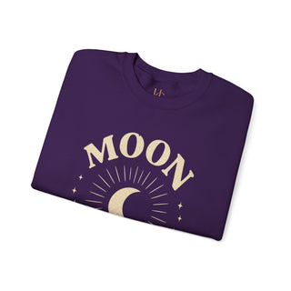 Moon Tribe Crewneck Sweatshirt — Celestial Moon Graphic Pullover - Jewel Tones