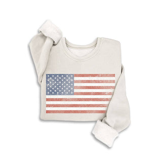 Vintage Americana Flag Fleece Sweatshirt - Fitkitty Culture Athleisure Wear, Yoga Wear &  Women's Clothing