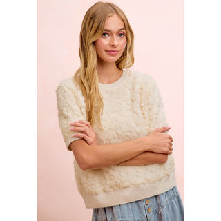 Ivory Bloom 3D Floral Knit Top
