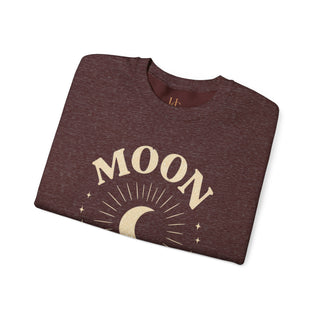 Moon Tribe Crewneck Sweatshirt — Celestial Moon Graphic Pullover - Jewel Tones