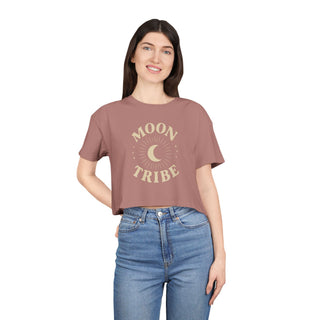 Moon Tribe Crop Tee — Celestial Women's Graphic Shirt