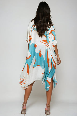 Ocean Bloom Kimono Wrap Aquamarine