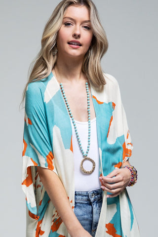 Ocean Bloom Kimono Wrap Aquamarine