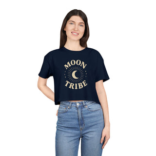 Moon Tribe Crop Tee — Celestial Women's Graphic Shirt