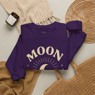 Moon Tribe Crewneck Sweatshirt — Celestial Moon Graphic Pullover - Jewel Tones