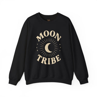 Moon Tribe Crewneck Sweatshirt — Celestial Moon Graphic Pullover - Jewel Tones