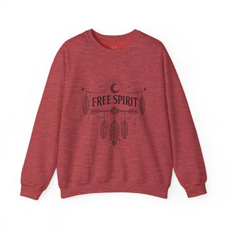 Free Spirit Dreamcatcher Crewneck Sweatshirt in red heather, product view 2
