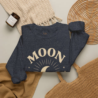 Moon Tribe Crewneck Sweatshirt — Celestial Moon Graphic Pullover - Jewel Tones