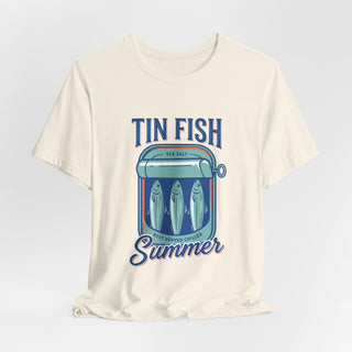 Tin Fish Summer Tee | Retro Coastal, Hand-Drawn Beach Graphic