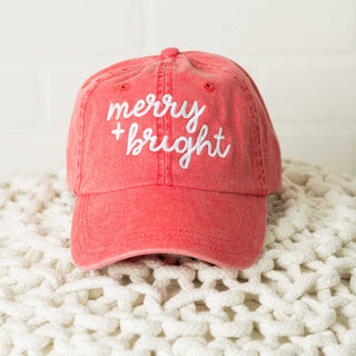 Embroidered Merry And Bright Cursive Canvas Hat, , Olive and Ivory Wholesale, Fitkitty Culture Athleisure Wear, Yoga Wear & Leggings